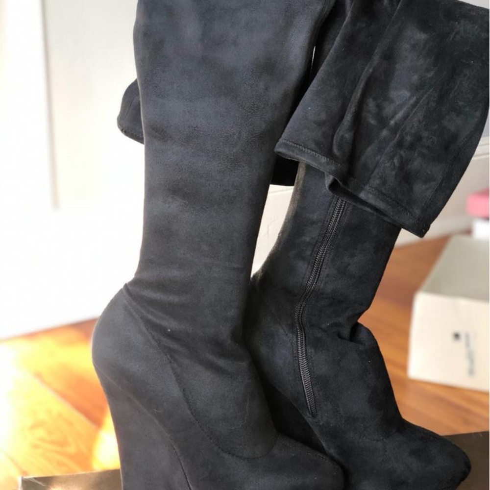 Over the knee pull on wedge boots Bebe